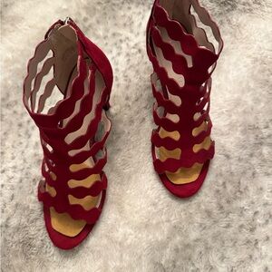 Kelly & Katie Red Scalloped Heels
